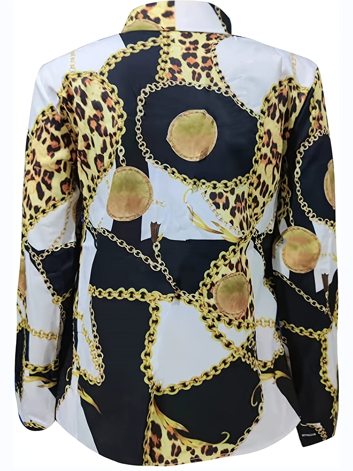 Women's Blouse V-neck Print Button Long Sleeve Loose Fall Blouse