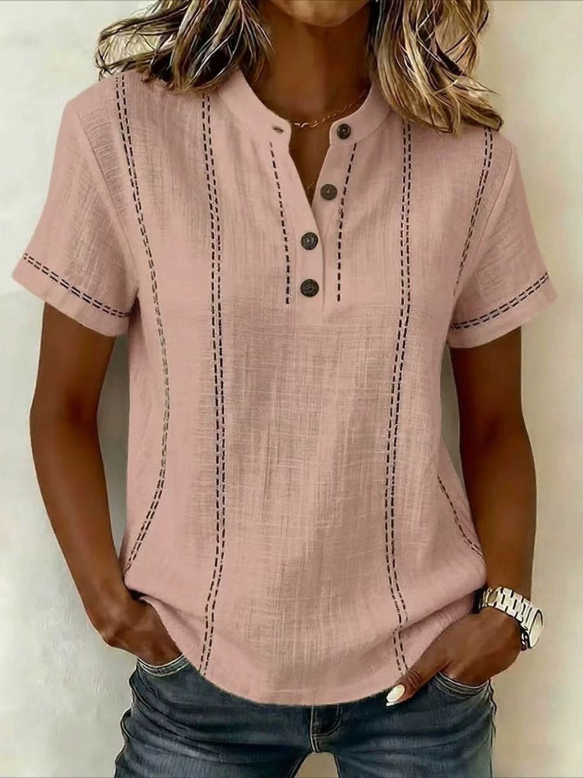 Short Sleeve Plain Regular Loose Shirt