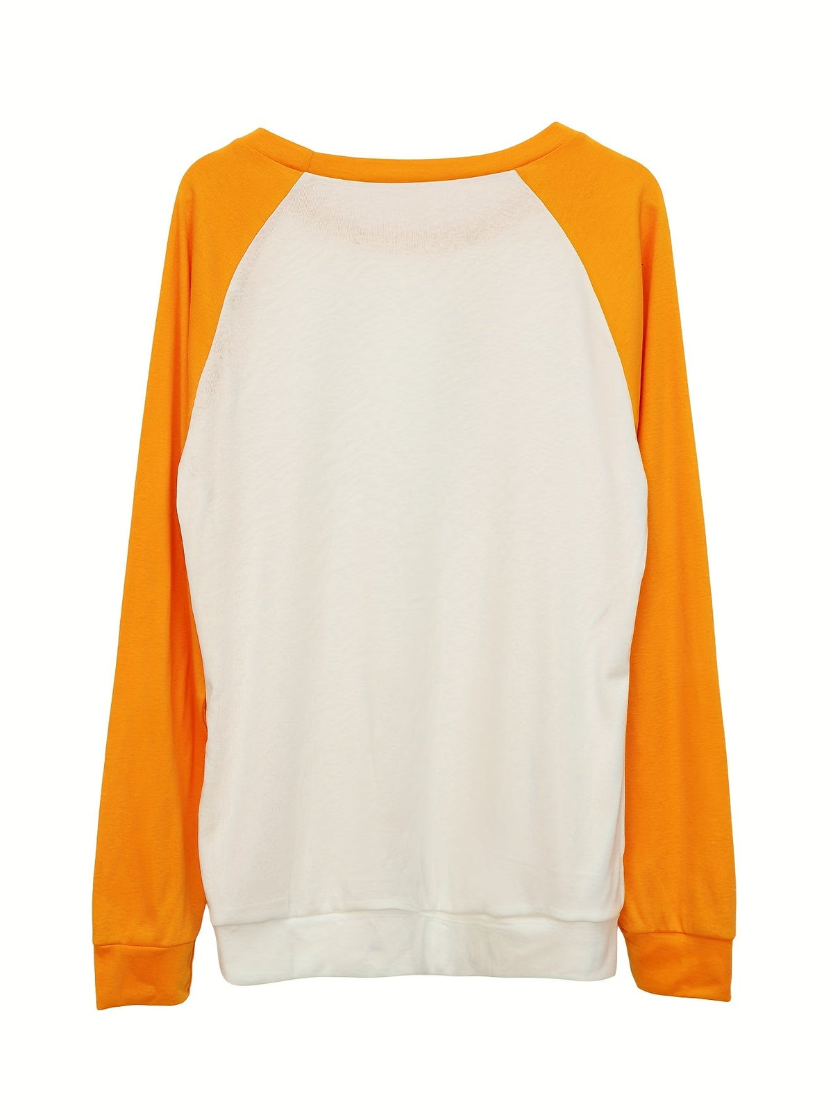 Color Block Long Sleeve Shirt, Oversized Crew Neck Top
