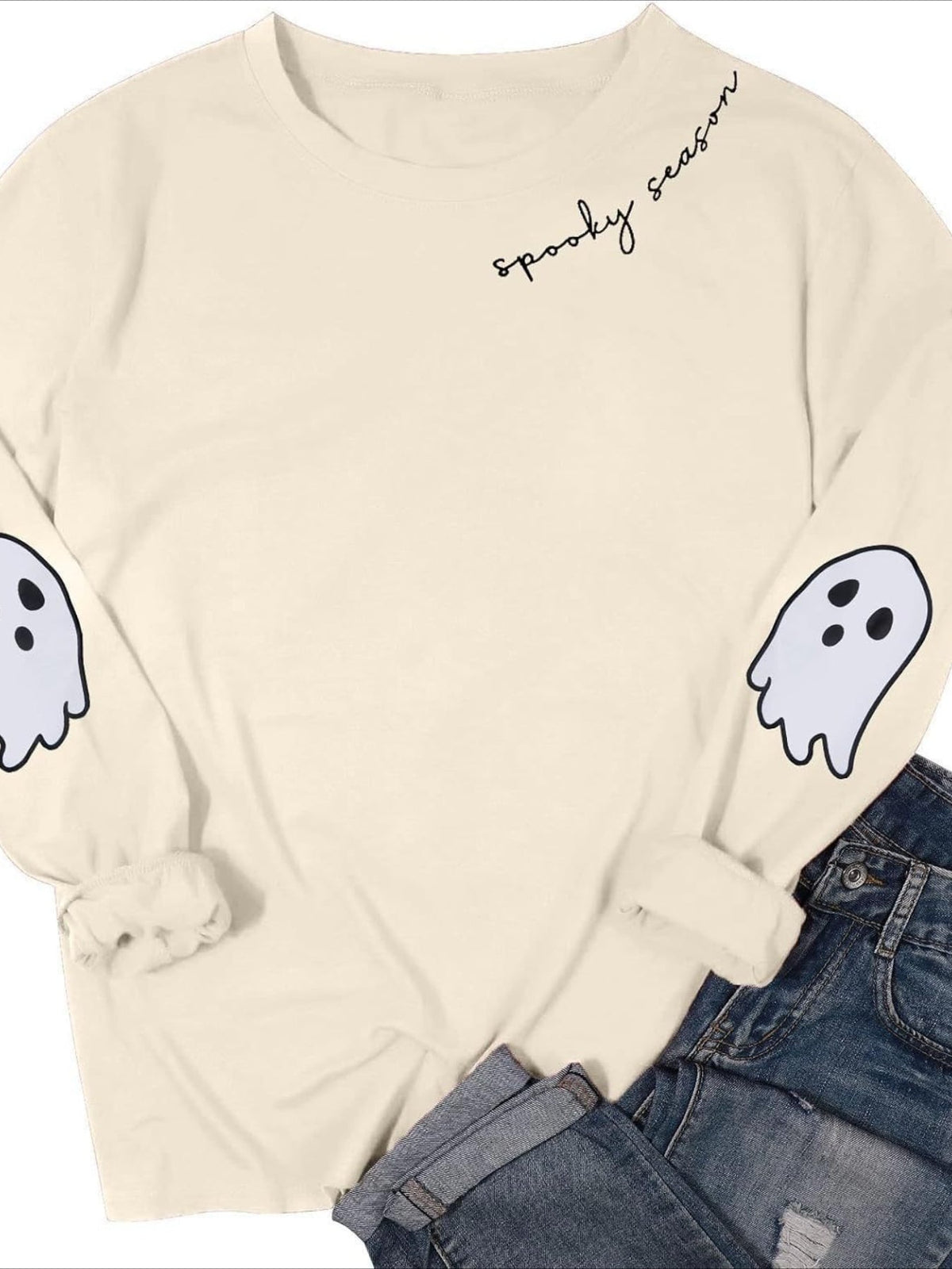 Halloween Round Neck Long Sleeve Loose Fit Top