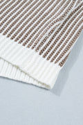Pale Khaki Contrast Trim Ribbed Knit Sweater Tank Top