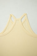 Yellow Cream Slim Ribbed Tank Top and Sweatpants Set