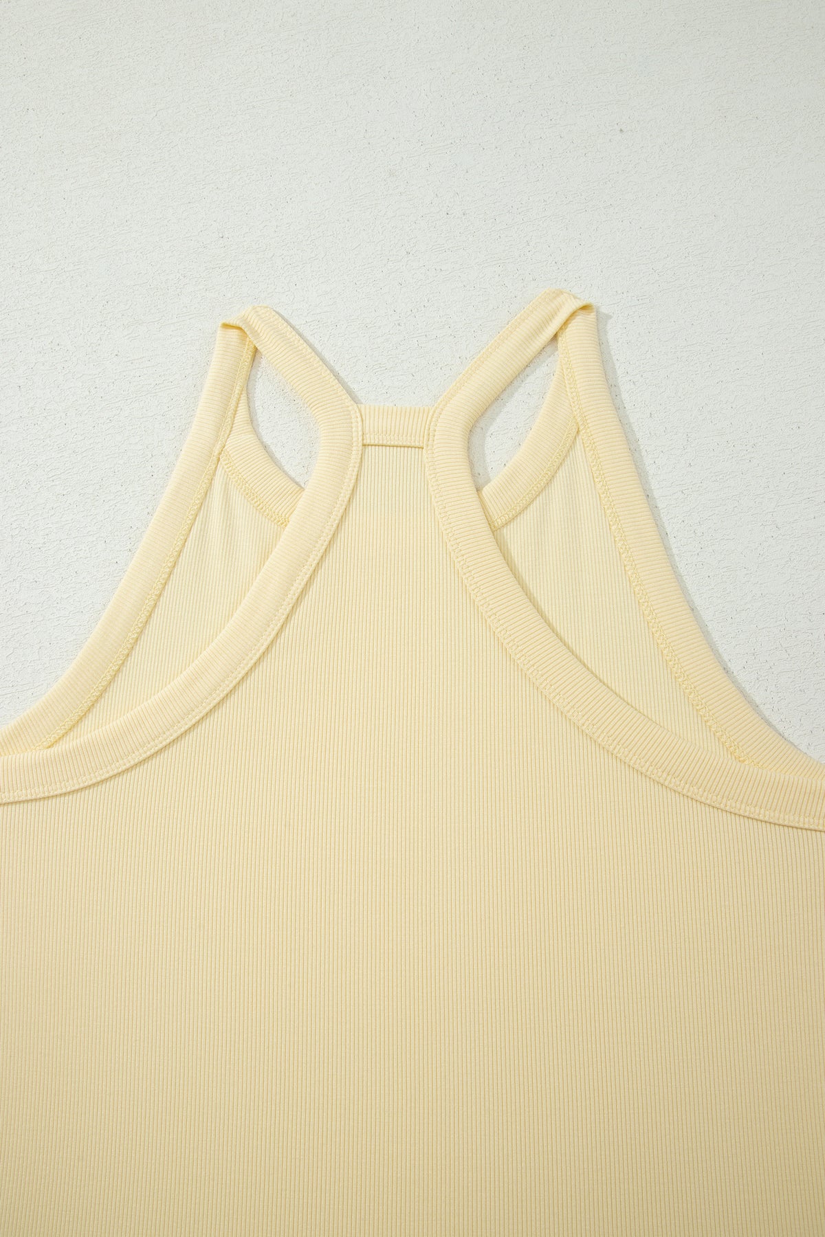Yellow Cream Slim Ribbed Tank Top and Sweatpants Set
