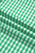 Bright Green Summer Color-Blocked Plaid Pattern Midi Dress
