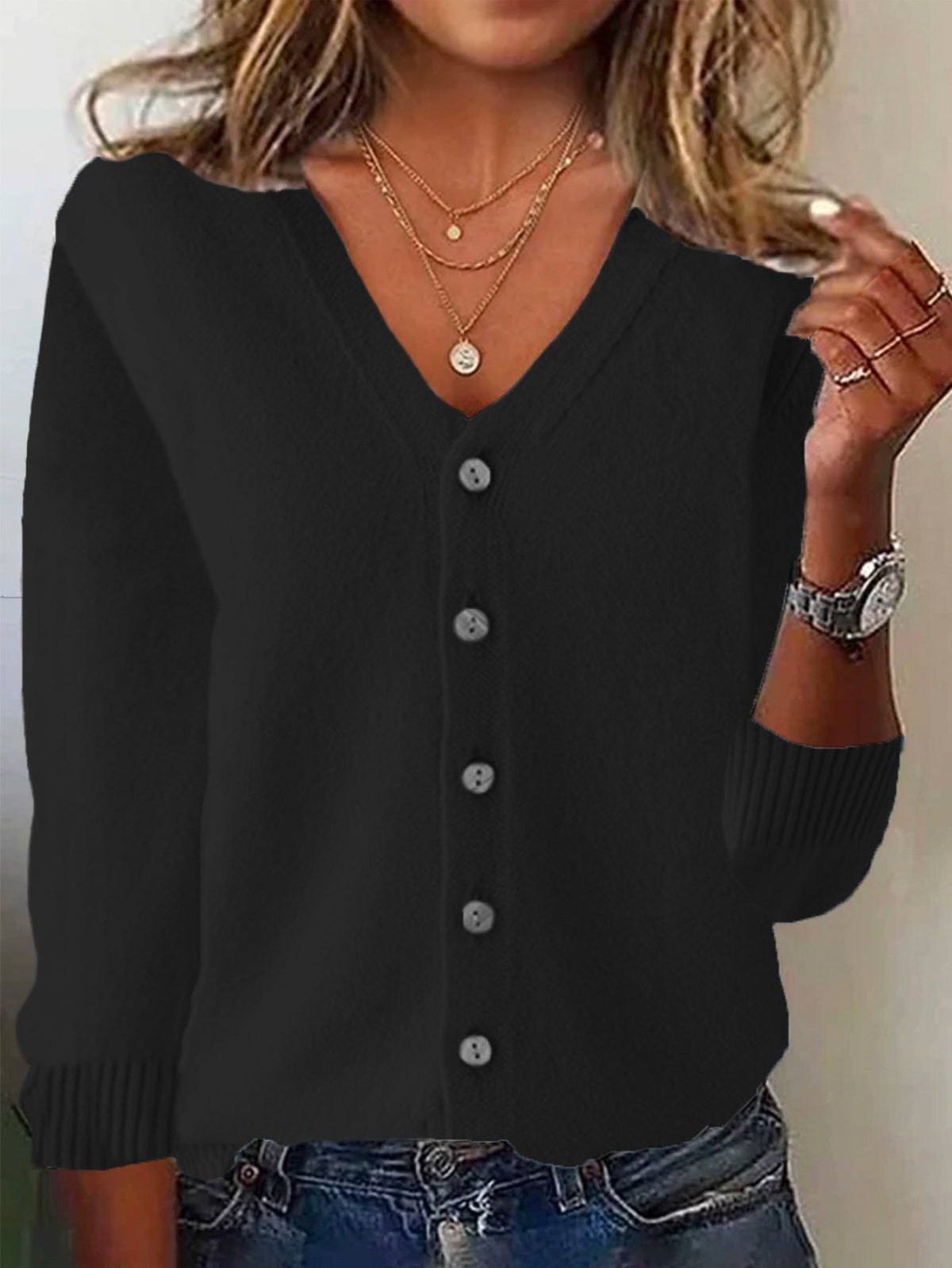 Casual Spring/Fall Plain Wool/Knitting Cardigan