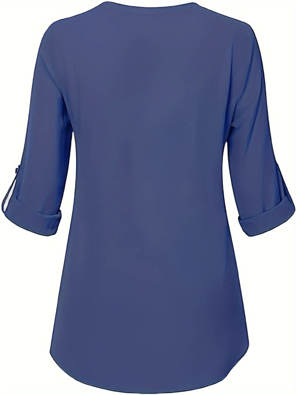 Solid Simple Blouse, Casual V Neck Long Sleeve Blouse