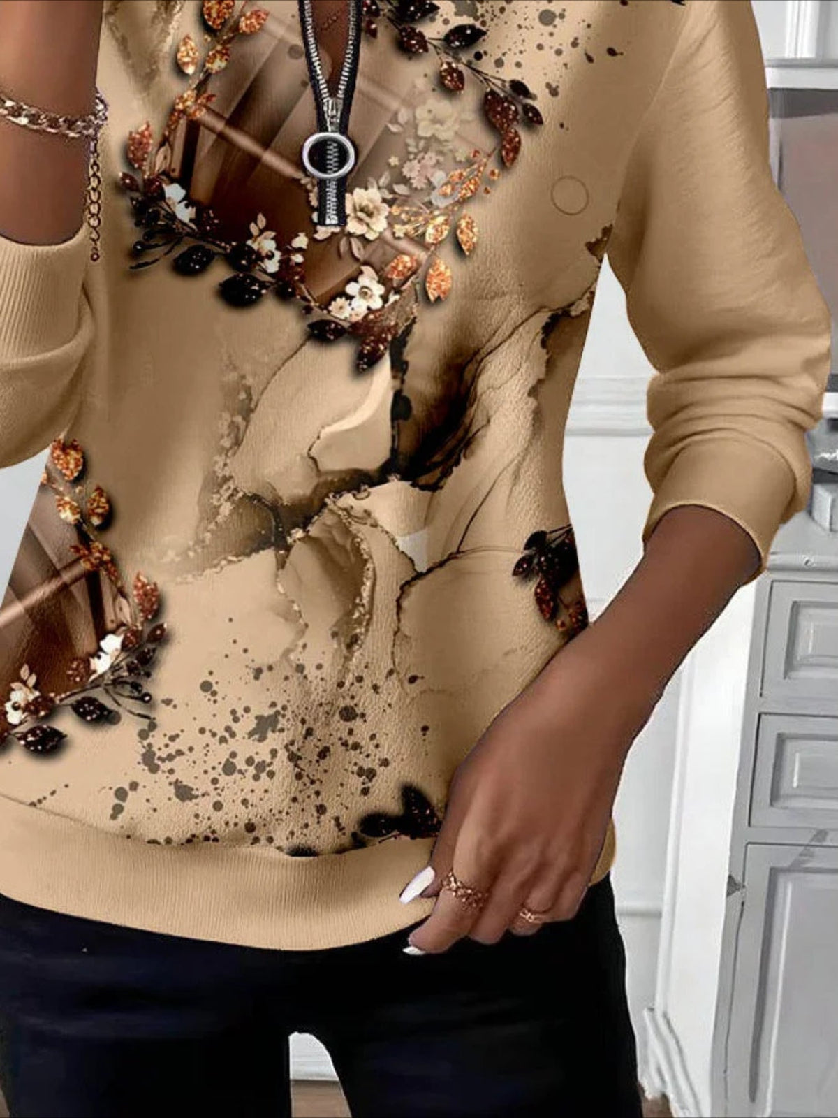 Abstract Crew Neck Printing Casual Spring/Fall Long Sleeve Sweatshirt