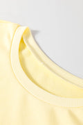 Yellow Cream Eyelet Embroidered Lace Splicing Sleeve Loose T Shirt Dress