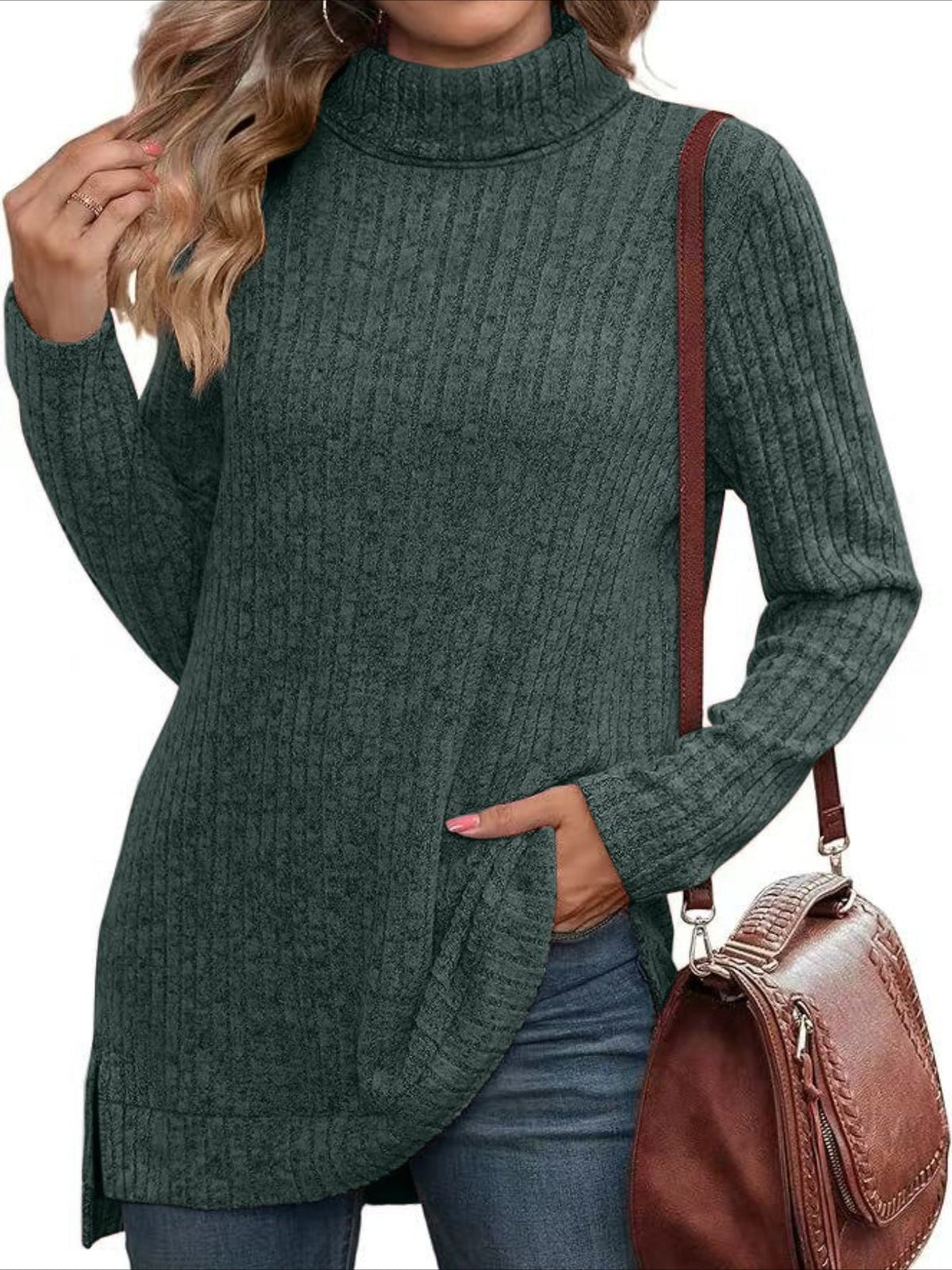 Pullover Turtle Neck Long Sleeve Sweater