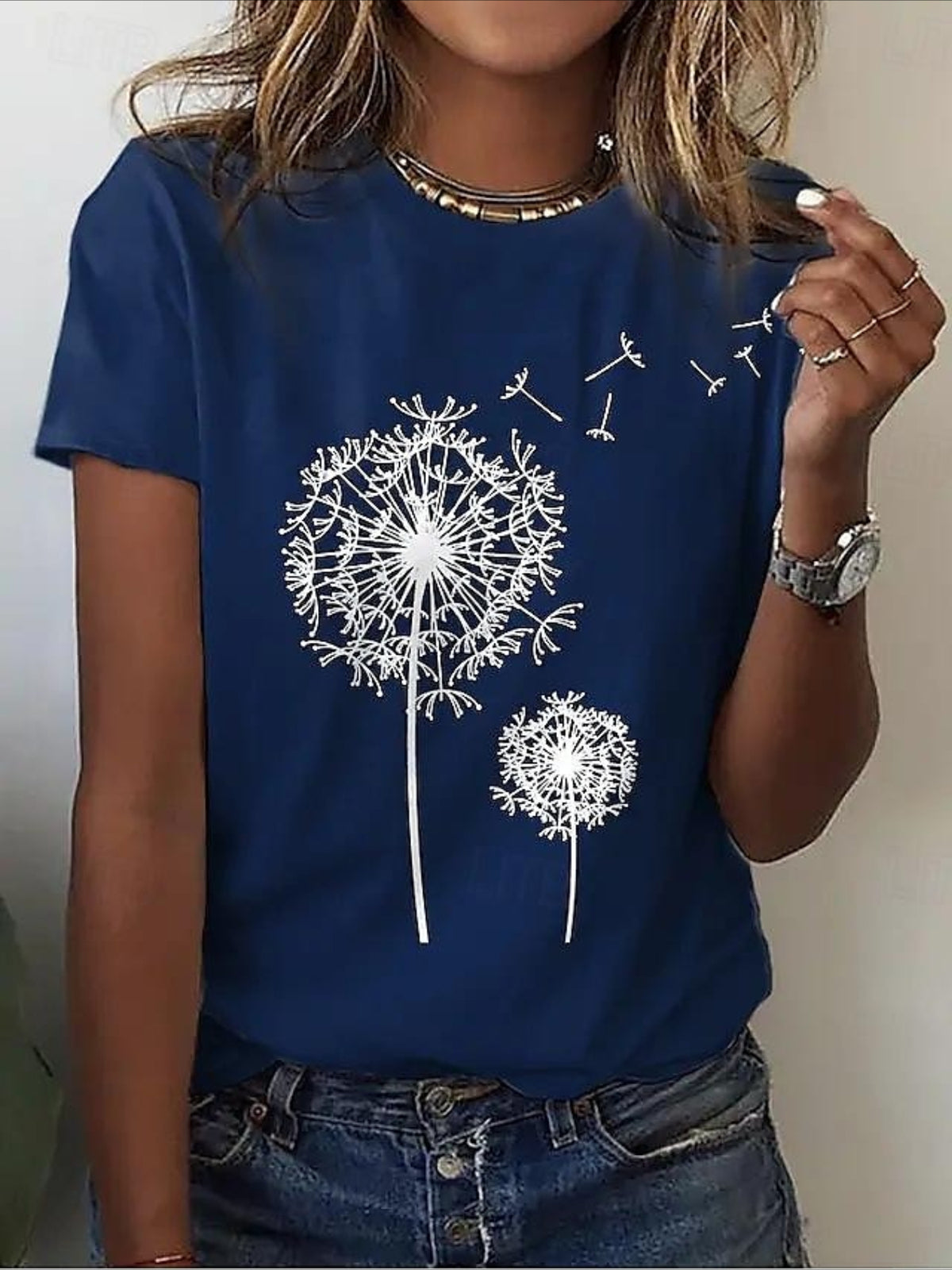 Dandelion Pattern Casual Short Sleeve T-shirt