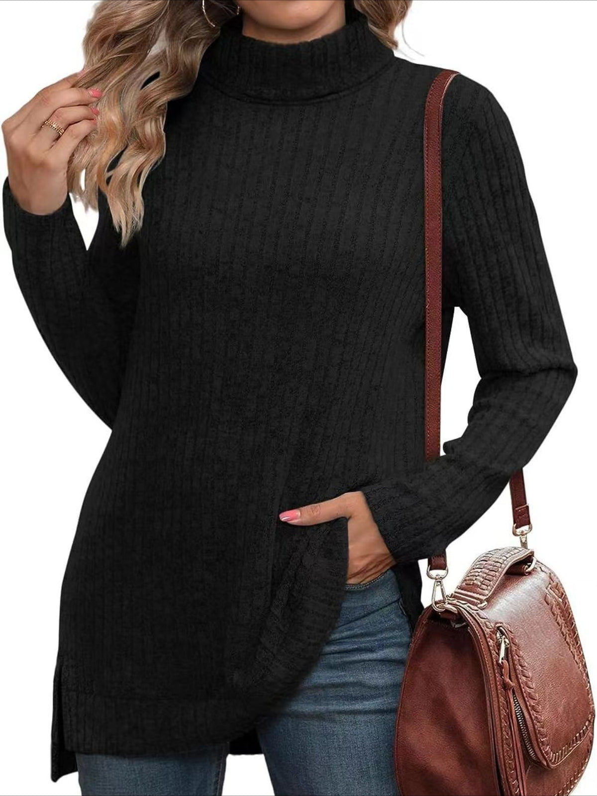 Pullover Turtle Neck Long Sleeve Sweater