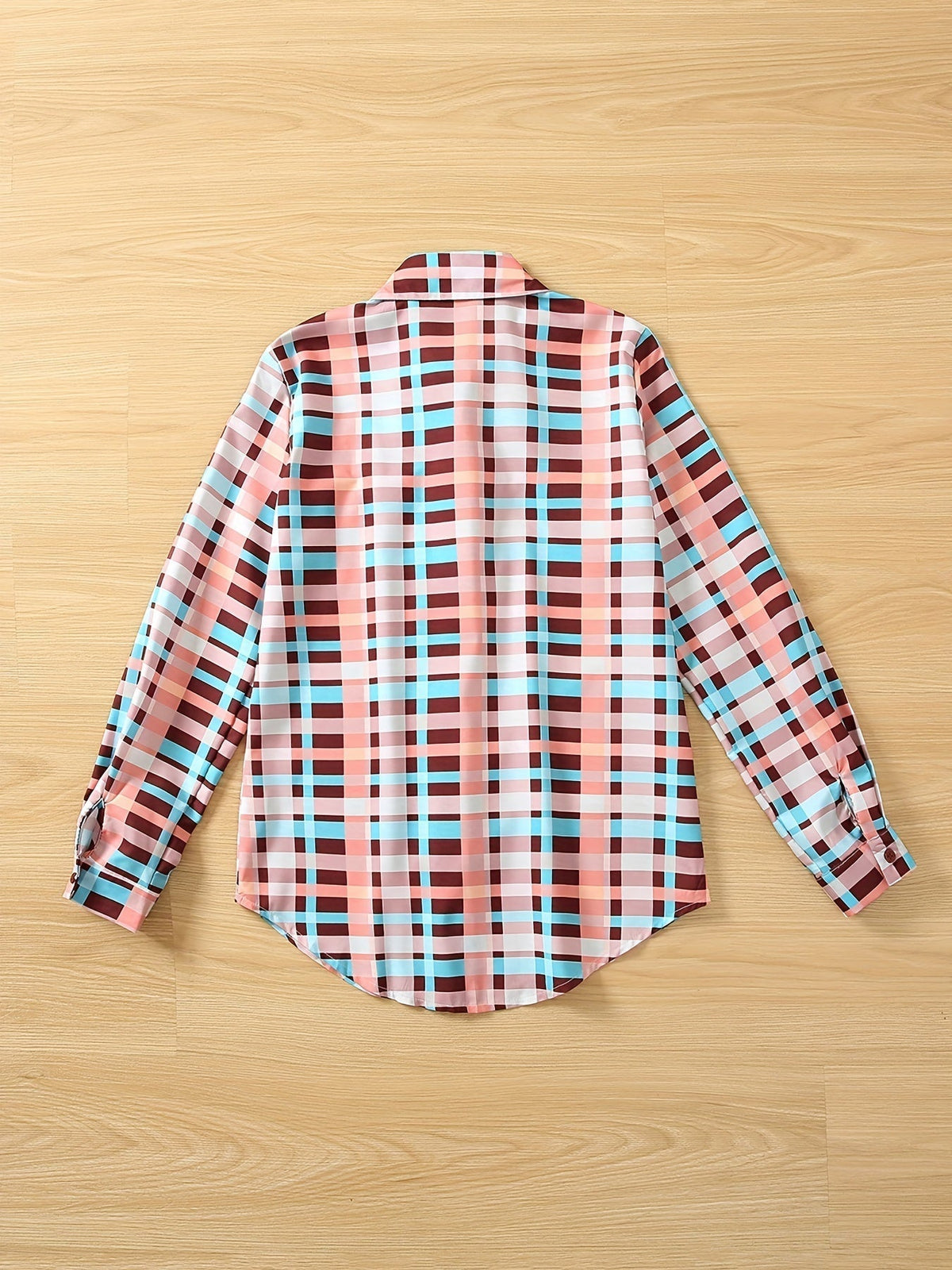 Colorful Plaid Print Shirt, Casual Long Sleeve Button Front Shirt With A Collar