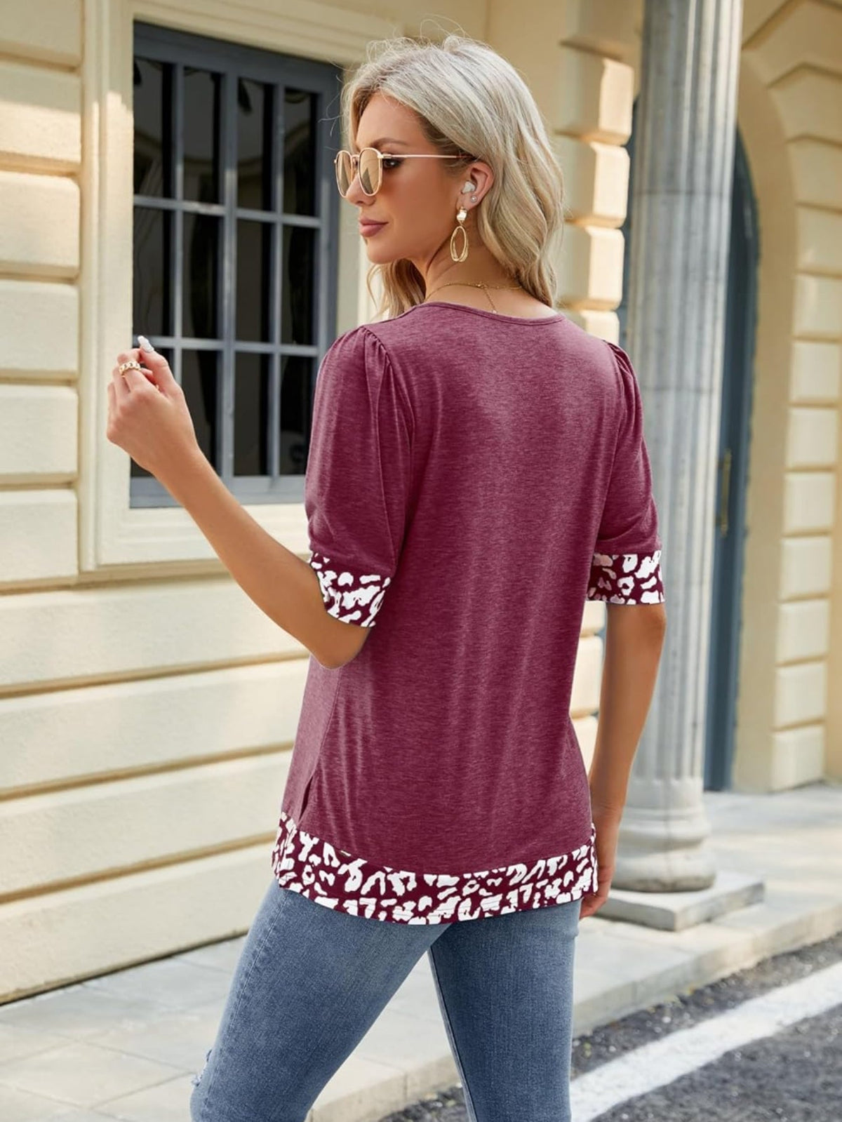 Square Neck Loose Fit Casual Half Sleeve T-Shirt