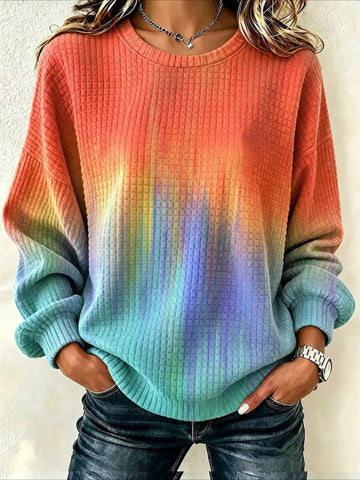 Casual Crew Neck Abstract Sweatshirt Printing