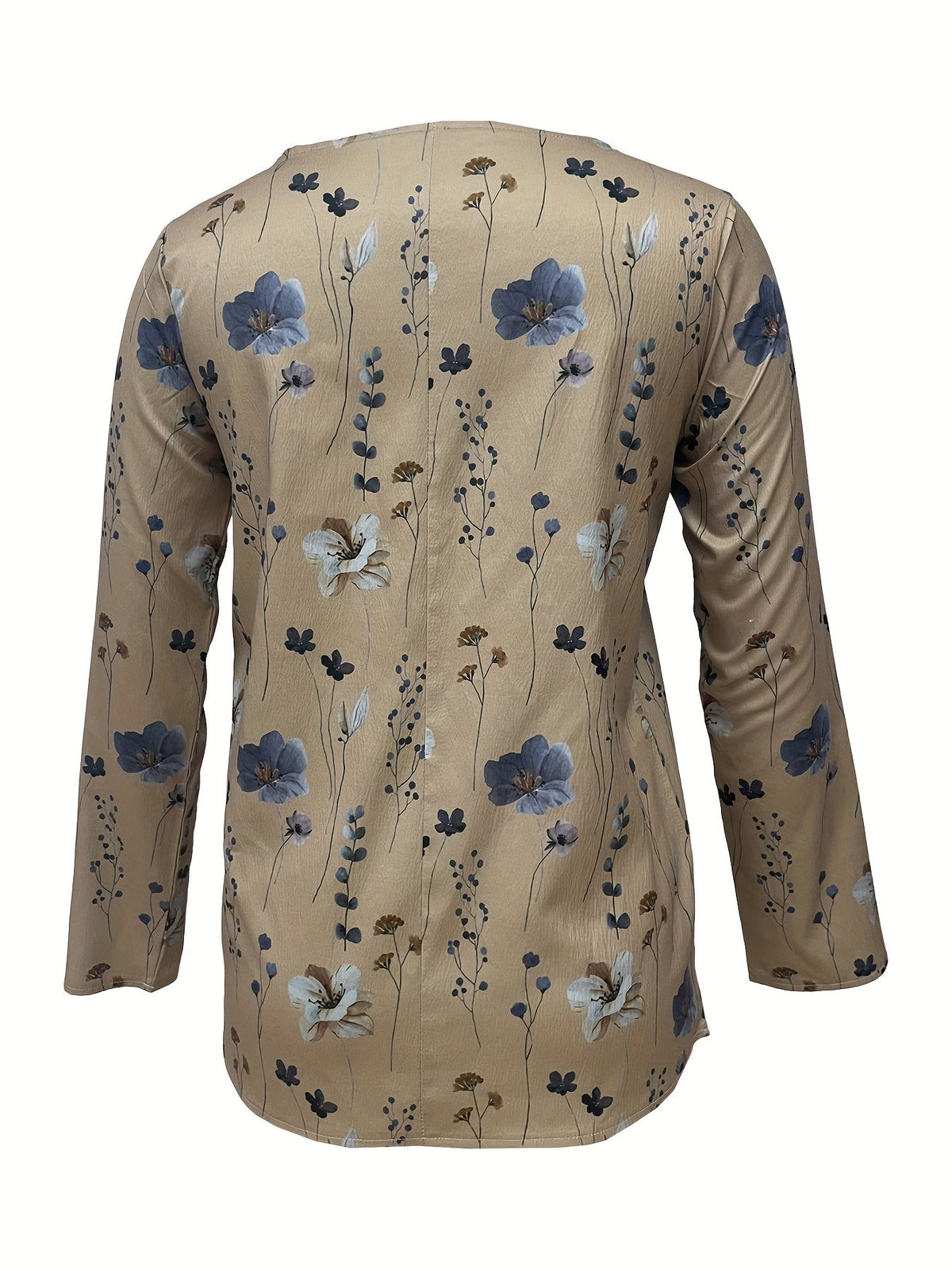 Women's Floral Print Button Up Half Sleeve V Neck Top