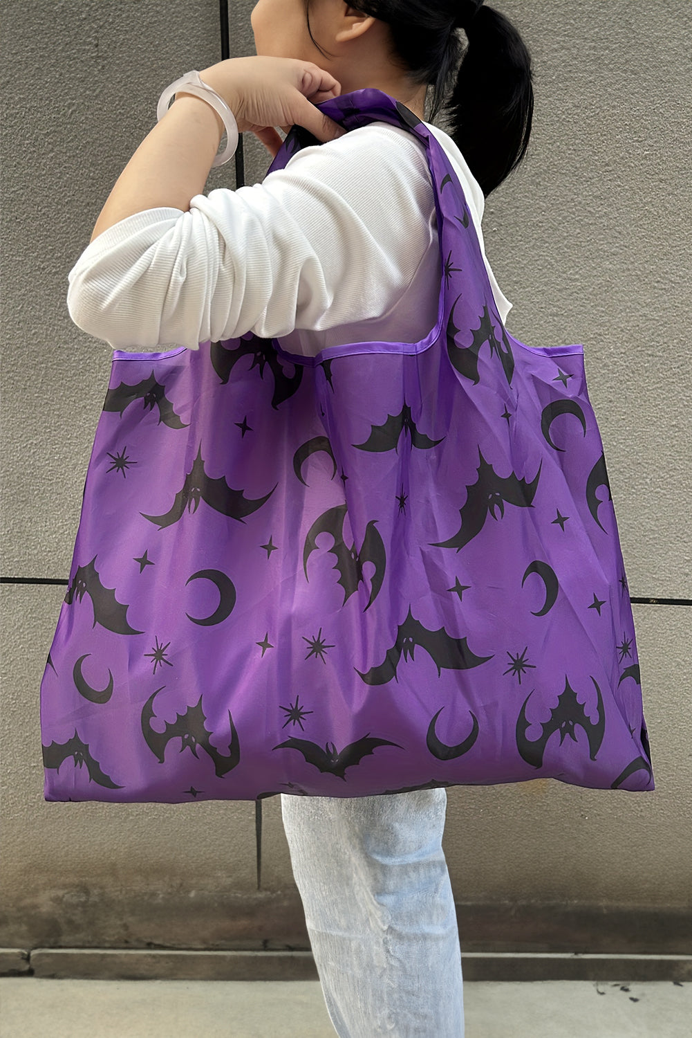 Tillandsia Purple Goth Halloween Oxford Cloth Large Capacity Foldable Tote Bag