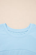 Beau Blue Solid Color Cropped Tank Top and Jogger Pants Set
