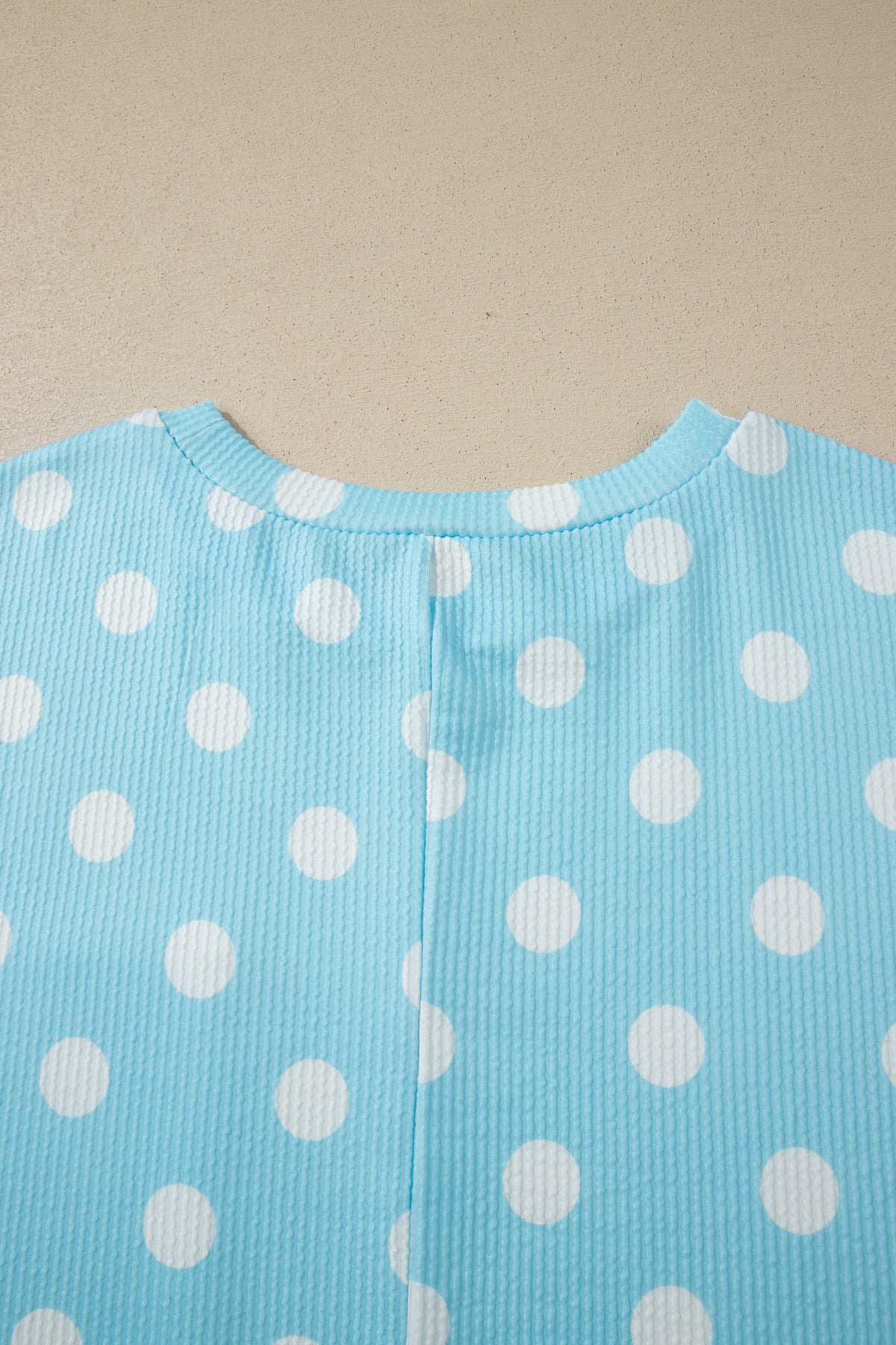 Sky Blue Twisted Rib Polka Dot Print Plus Size T Shirt