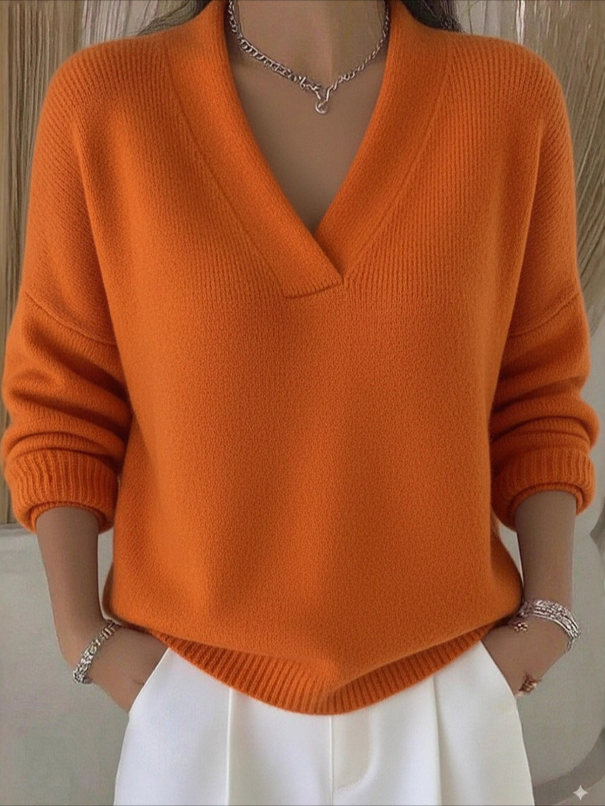 Casual Plain Split Joint Sweater