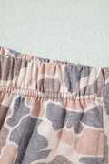 Multicolour Camouflage Print Long Sleeve Top Loose 2pcs Pants Set