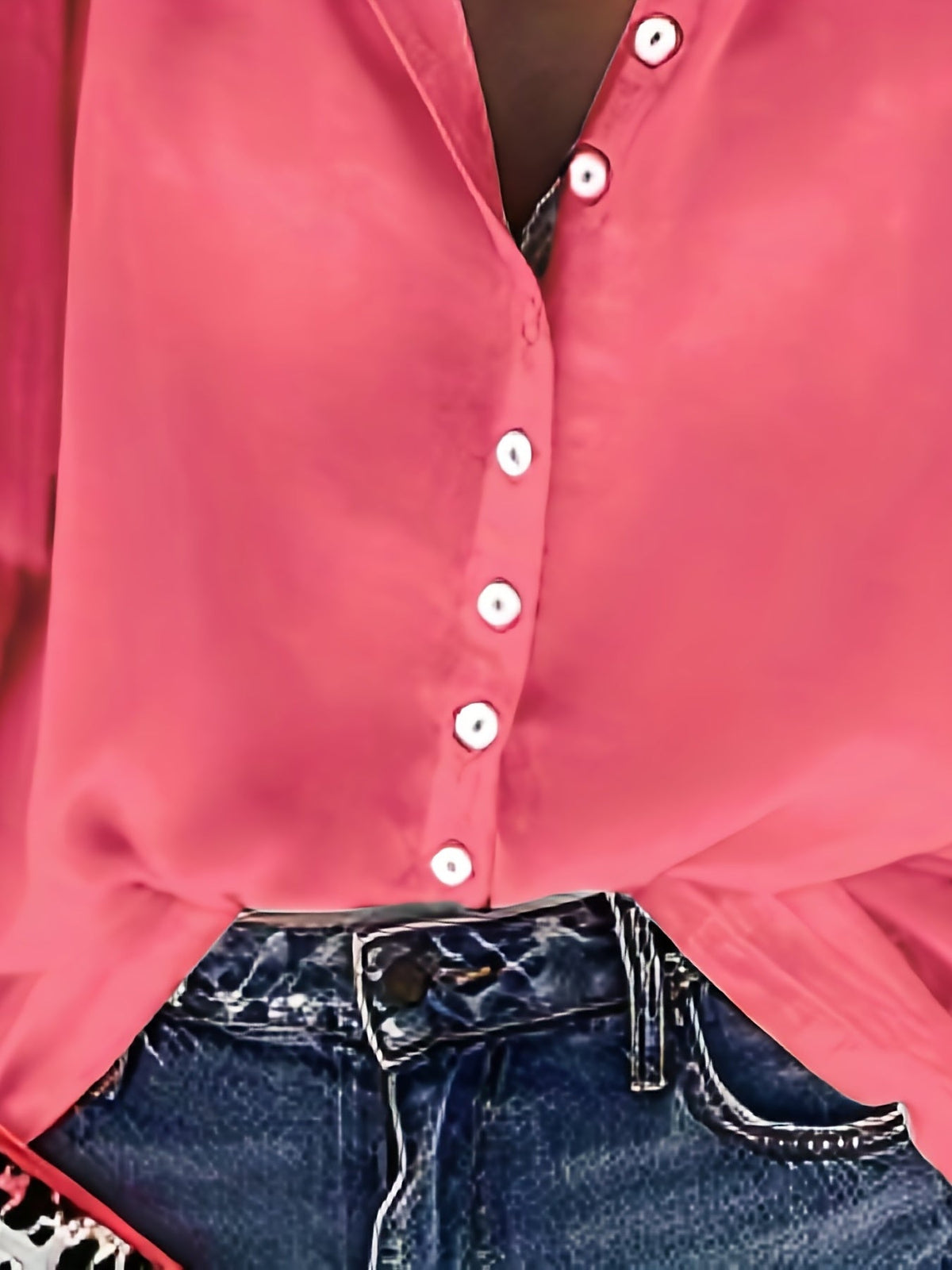 Solid Button Front Blouse, Casual Stand Collar Long Sleeve Blouse