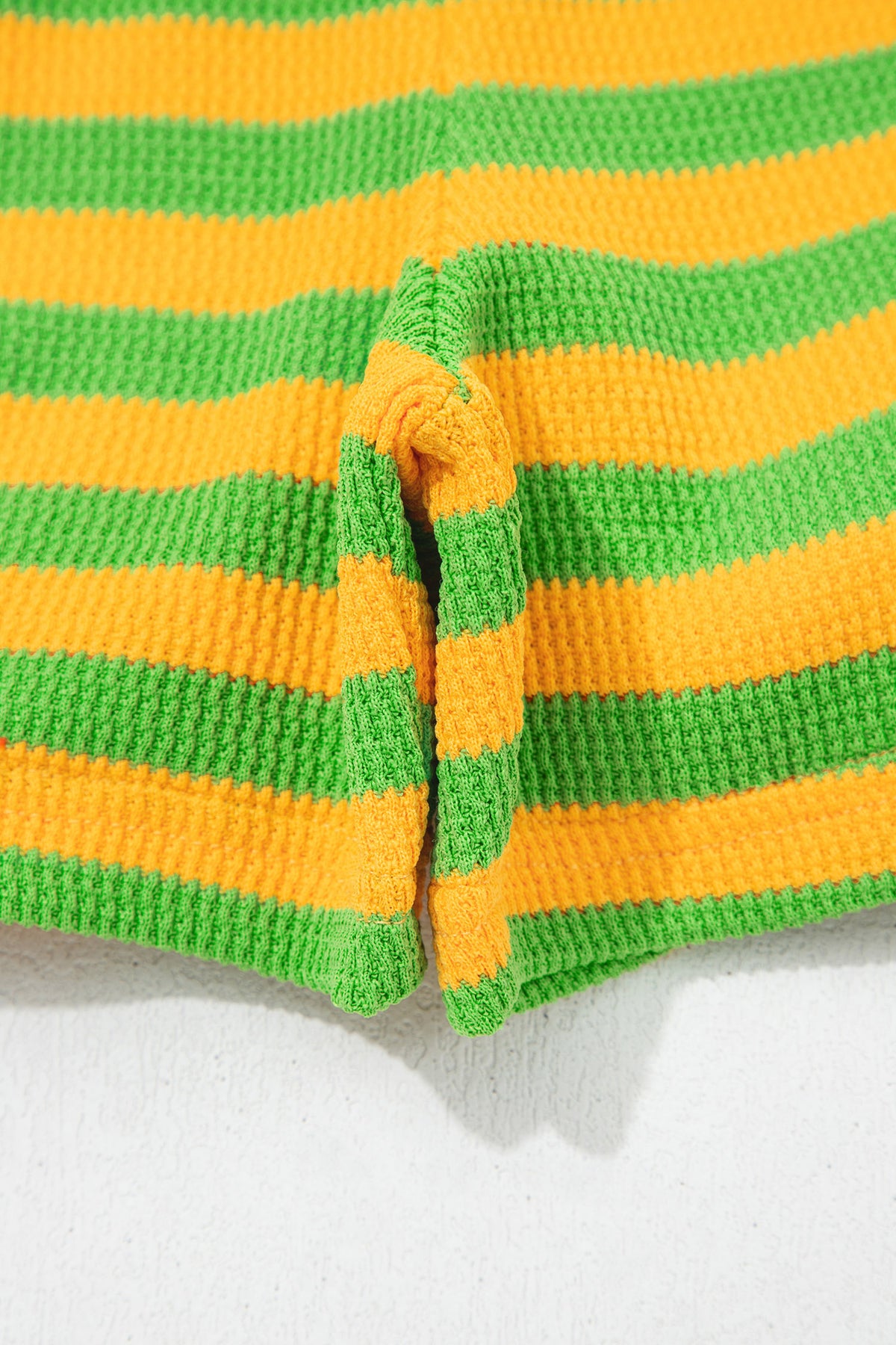 Yellow Stripe Puff Short Sleeve T Shirt Matching Shorts Set