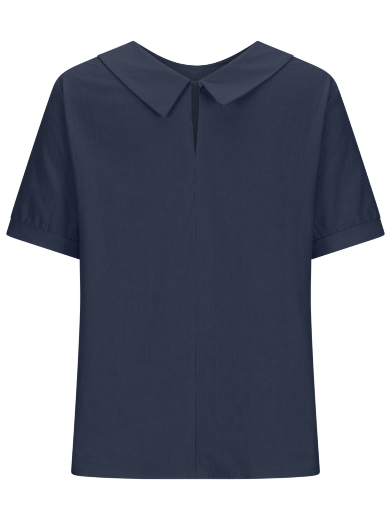 Solid Color Loose Lapel Short Sleeve Cotton Top