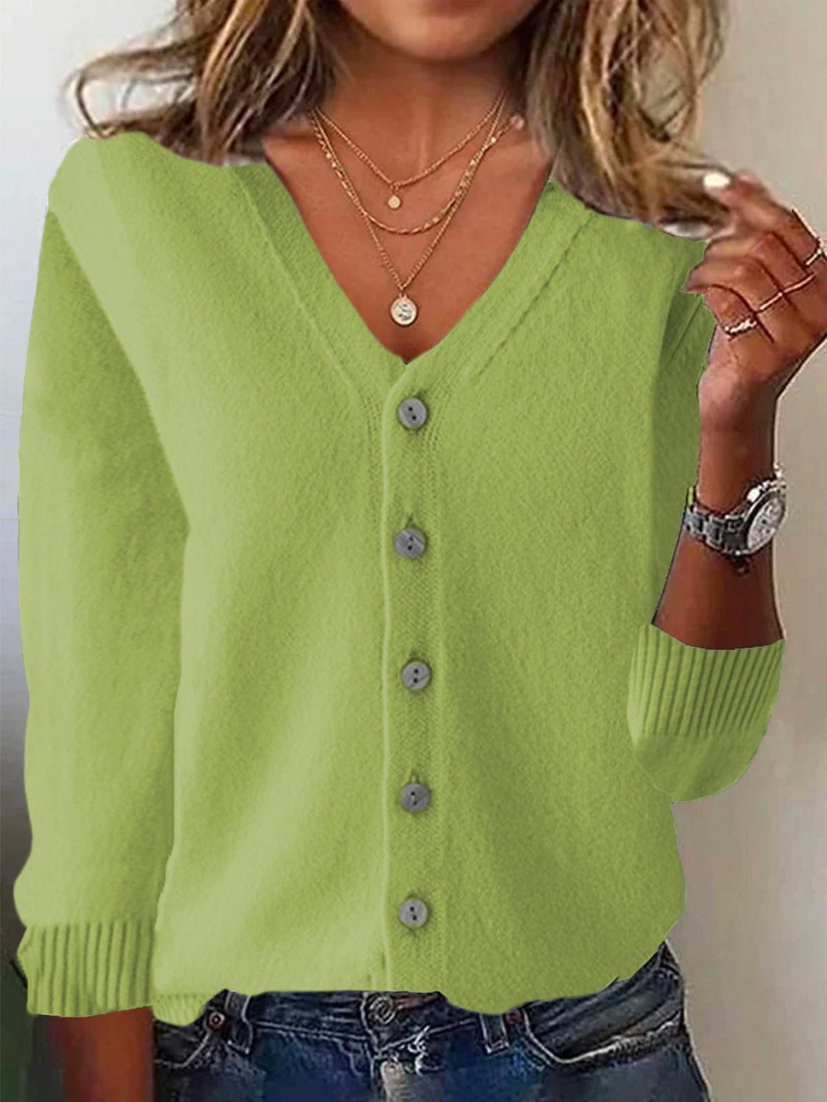 Casual Spring/Fall Plain Wool/Knitting Cardigan