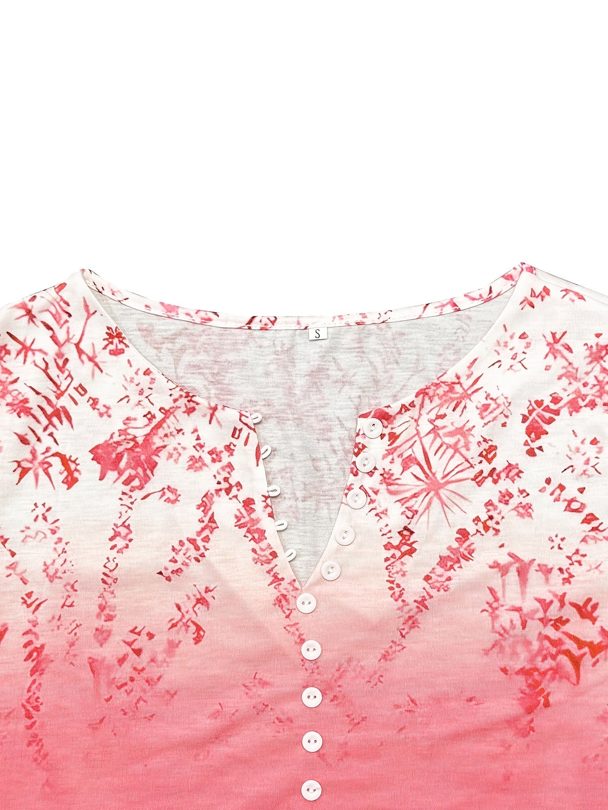 Casual Floral Print V-Neck 3/4 Sleeves Blouse