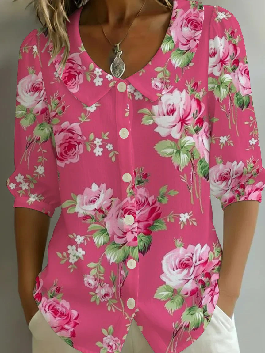 Crew Neck Short Sleeve Patterns Regular Loose Shirt