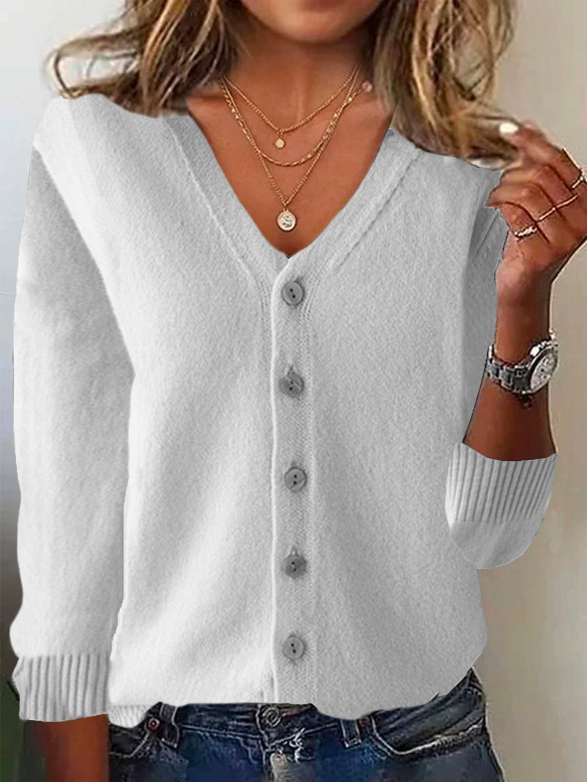 Casual Spring/Fall Plain Wool/Knitting Cardigan
