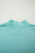 Mint Green Solid Color High Neck Cap Sleeve Loose Top