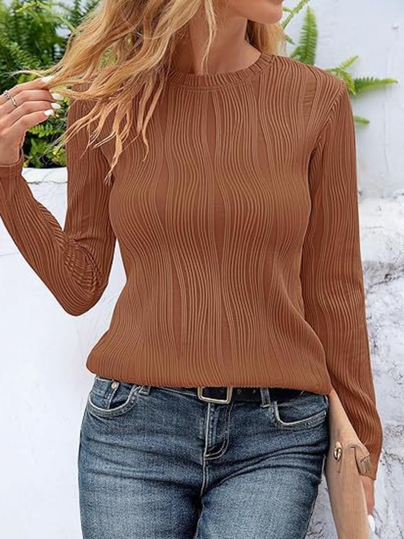 Sanopy Women's Long Sleeve Textured Knit Top