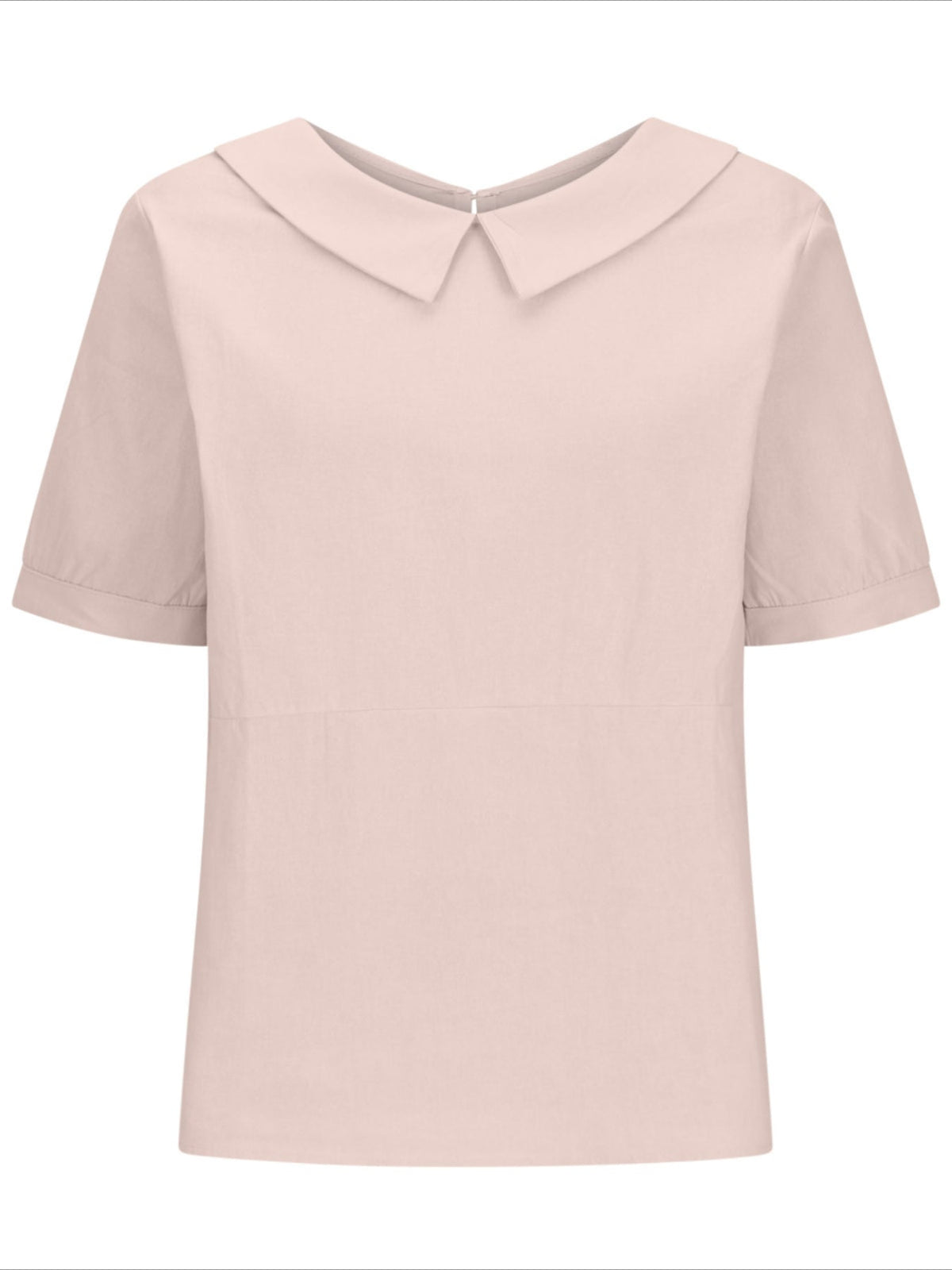 Solid Color Loose Lapel Short Sleeve Cotton Top