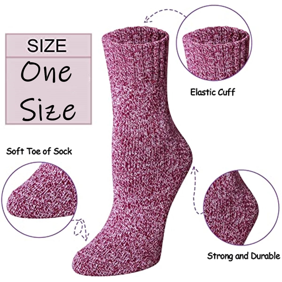 2/5 Pairs Thick Knit Warm Socks, Soft & Comfy Mid Tube Socks