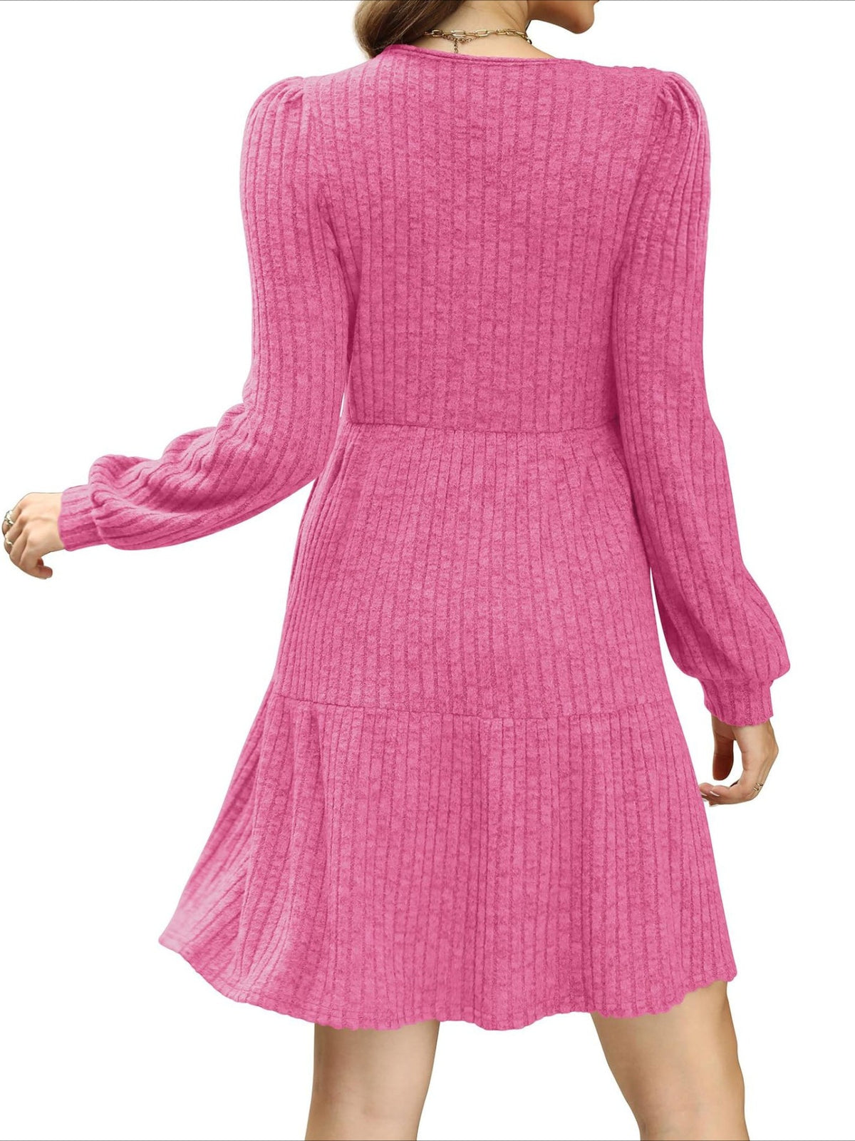 Square Neck Long Sleeve Dress with Pockets