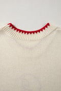 Beige Plaid Crawfish Crew Neck Knit Sweater Vest