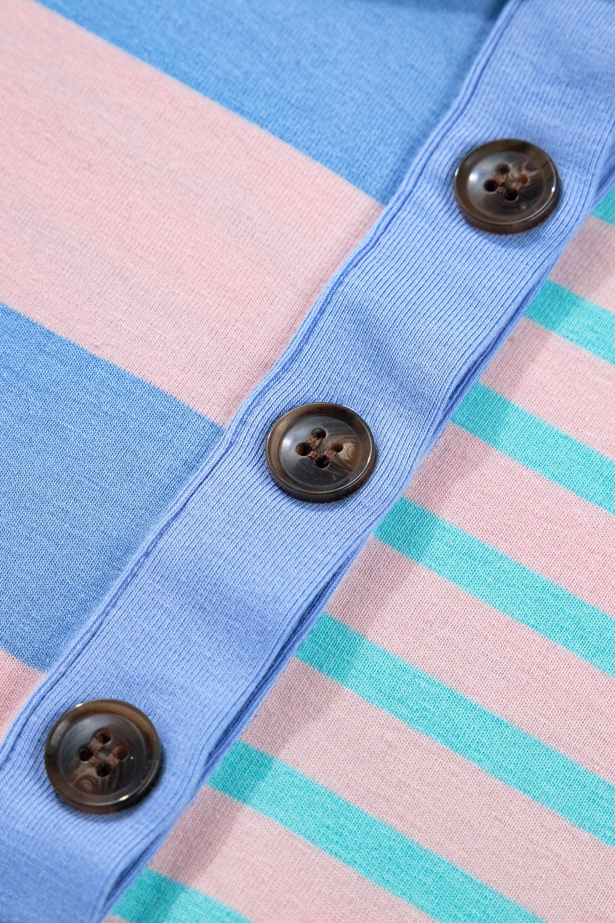 Pink Stripe Exposed Seam Mixed Patchwork Loose Short Set