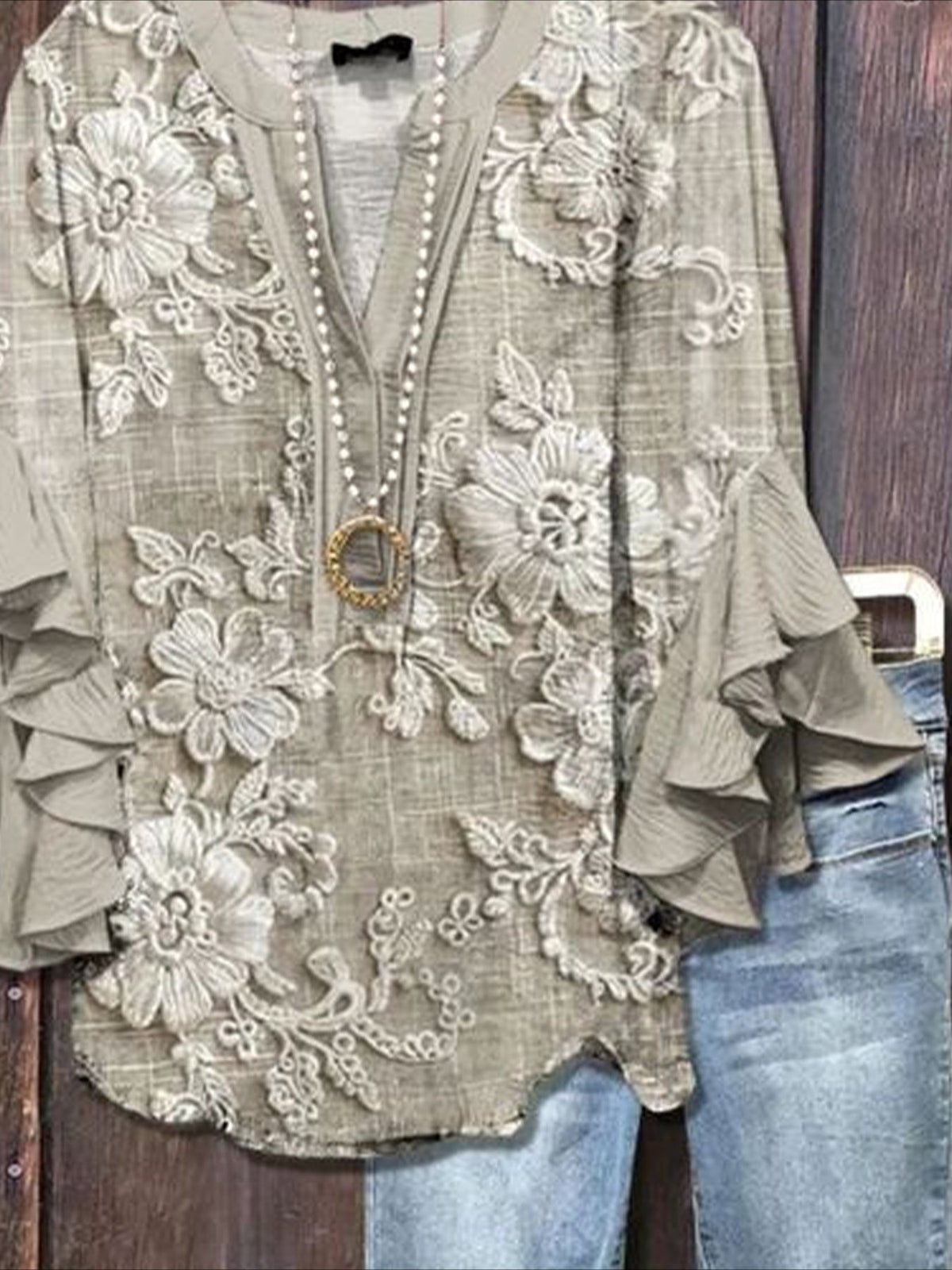 Floral Half Sleeve Shirt Summer Printing V Neck Daily Casual Top