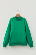 Bright Green Oversize Drop Shoulder Reversible Mock Neck Sweatshirt