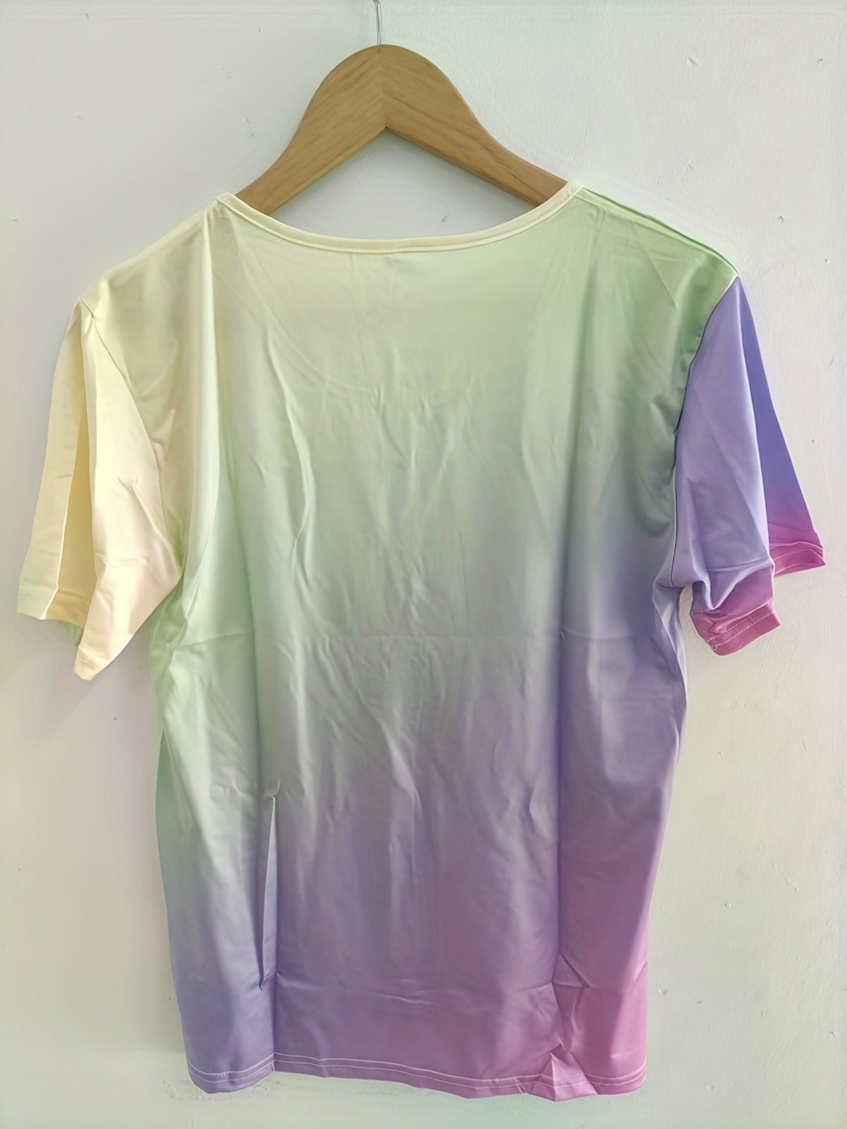 Gradient Print Crew Neck T-Shirt, Casual Short Sleeve T-Shirt