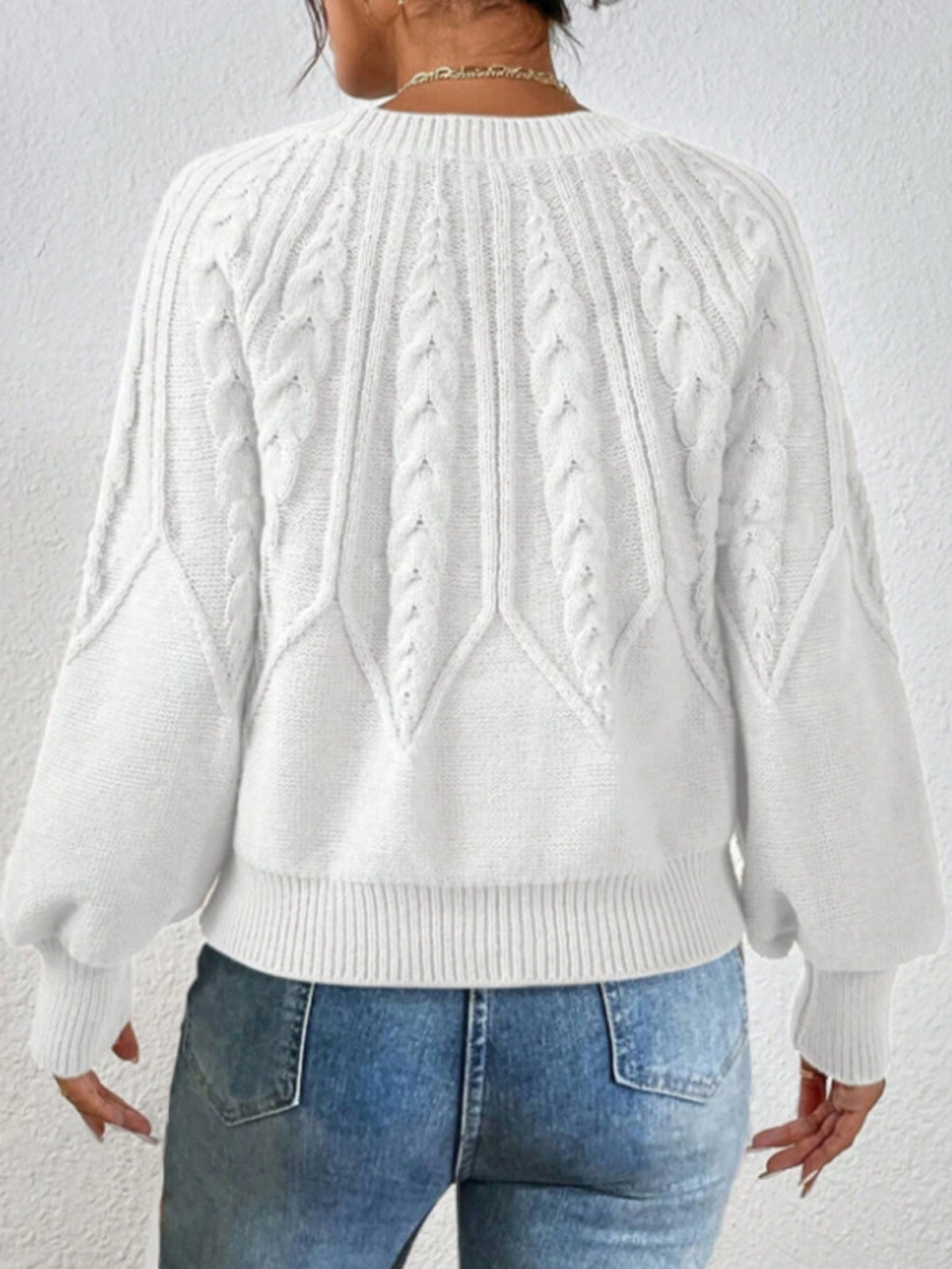 Casual Pullover Chic Knit Lantern Sleeves & Ruffle Detail Sweater