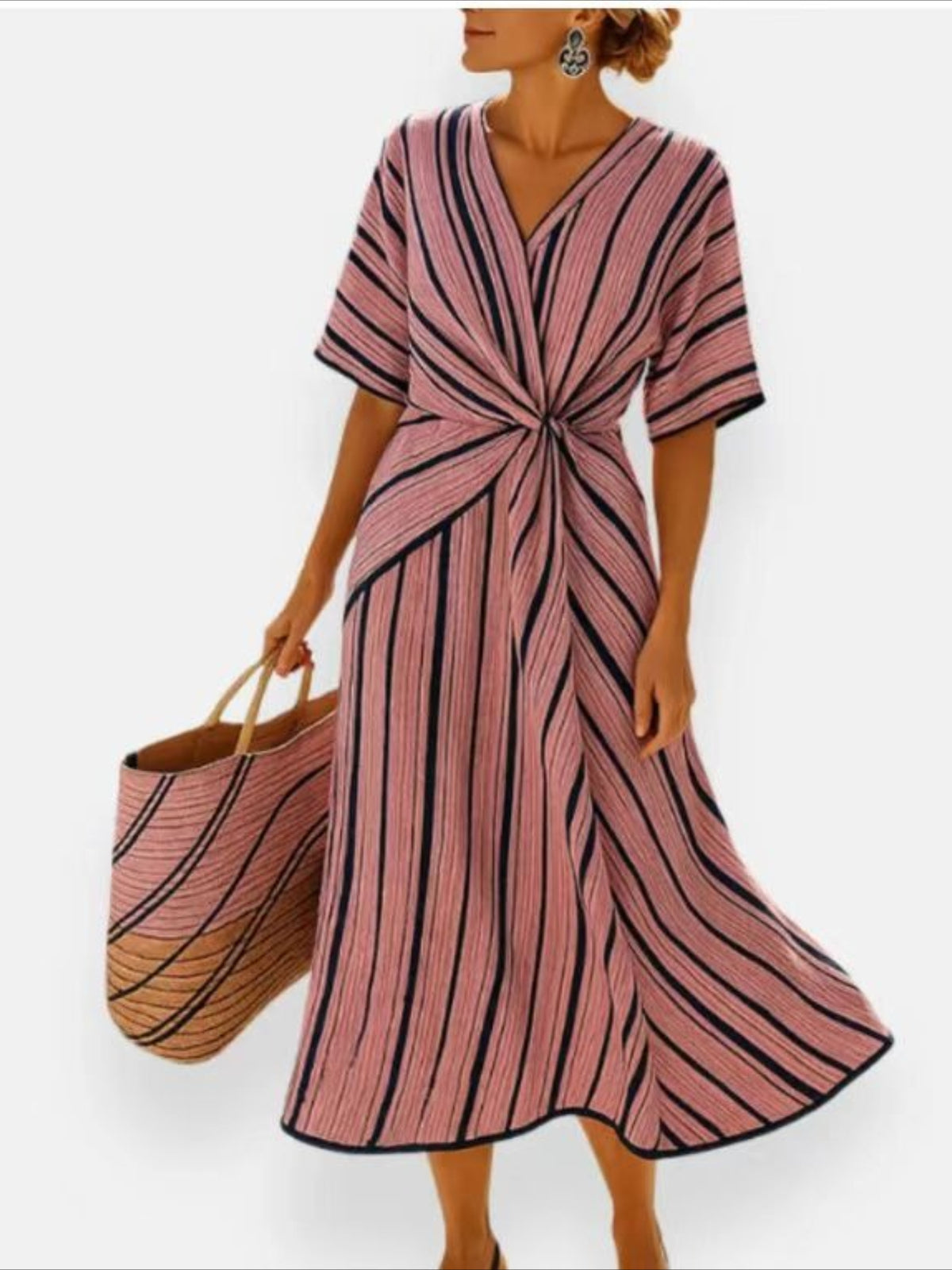 V Neck Loose-fitting Long Elegant and Sophisticated Dress