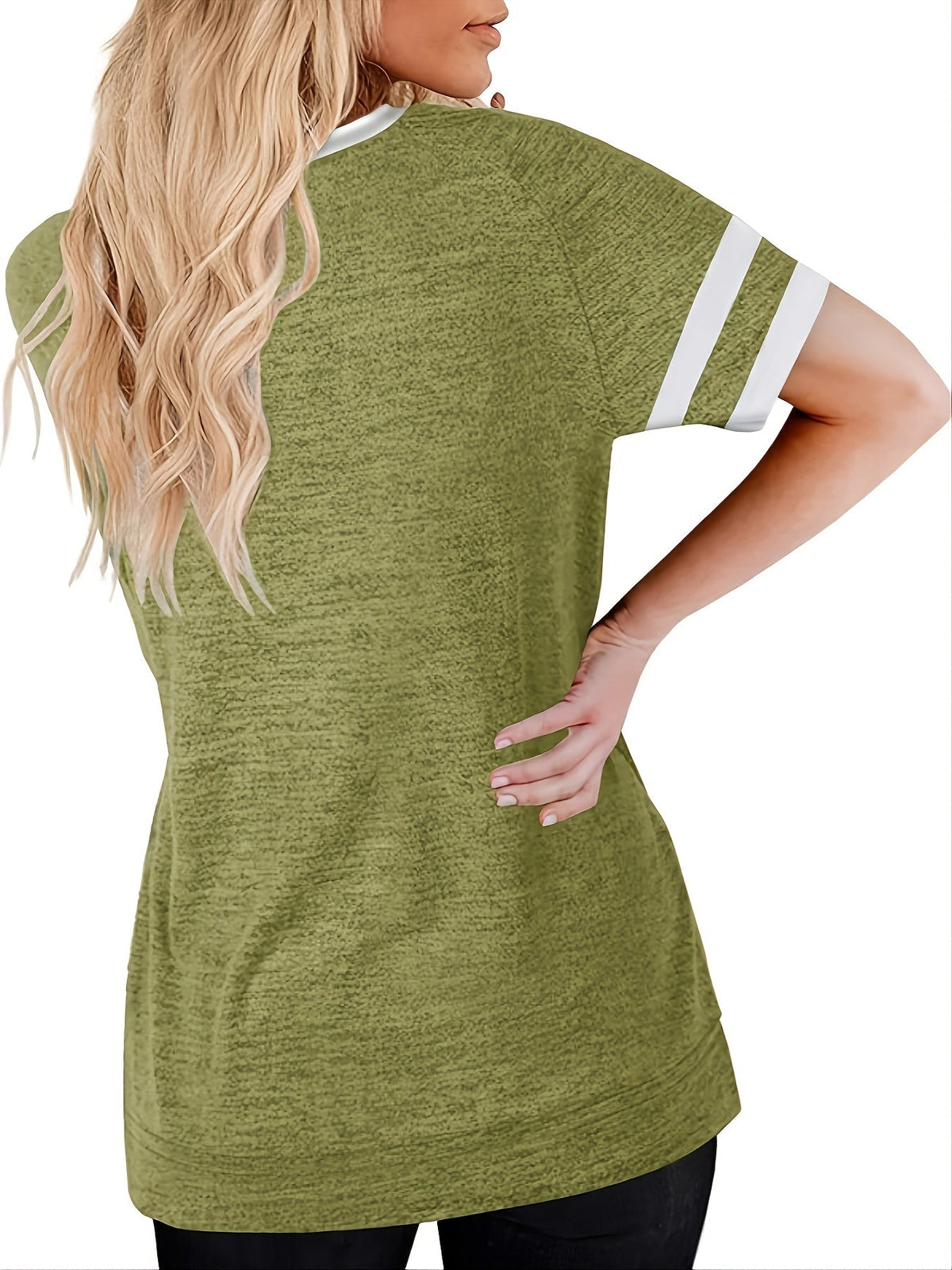 Women's T-shirt Casual V Neck Short Sleeve Loose Fashion Summer T-shirt