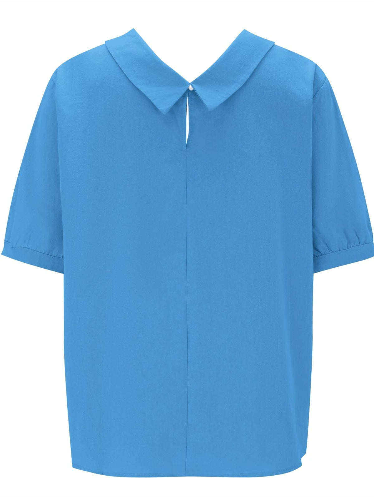 Solid Color Loose Lapel Short Sleeve Cotton Top