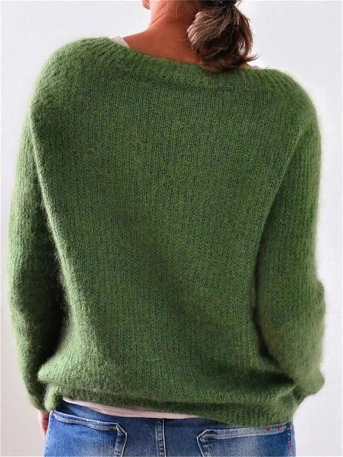 Solid Color Pullover Casual Long Sleeve Cozy Crew Neck Knit Sweater