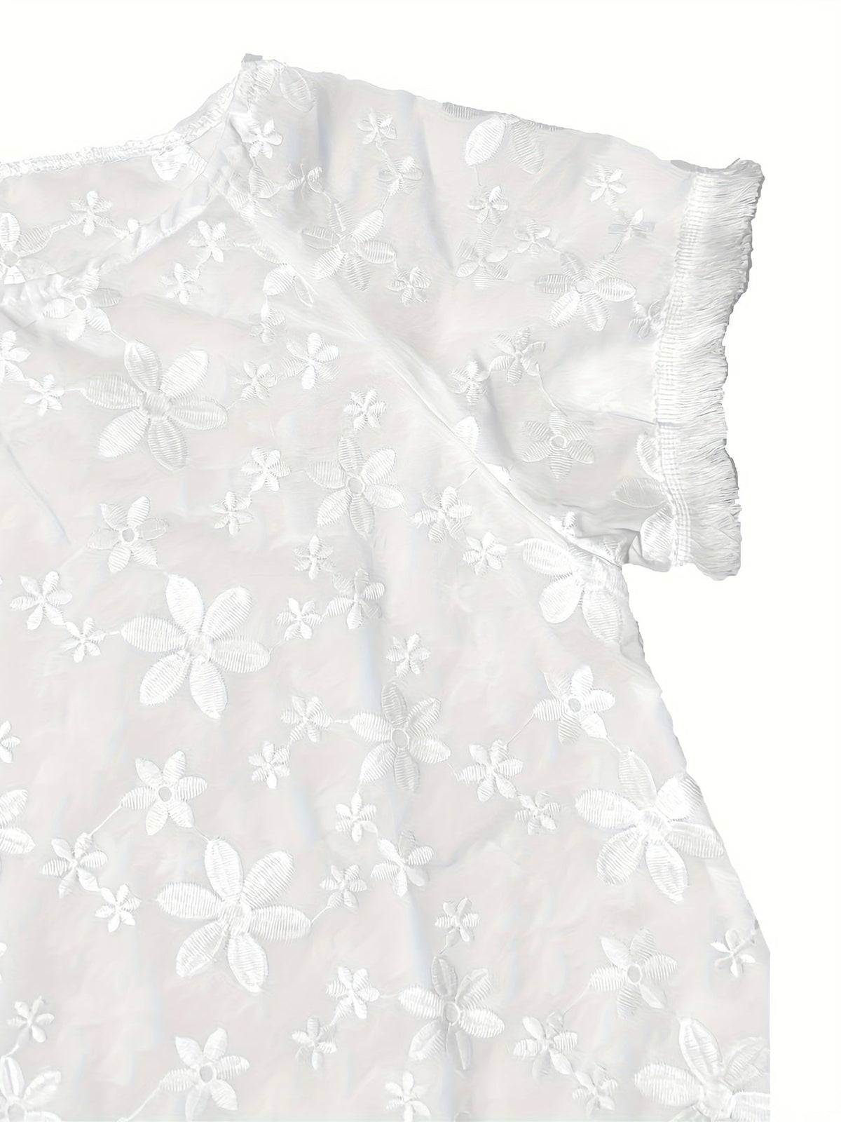 Women's Casual Short Sleeve Top with Raw Hem and Applique Detail - Comfortable and Stylish Solid Crew Neck Shirt