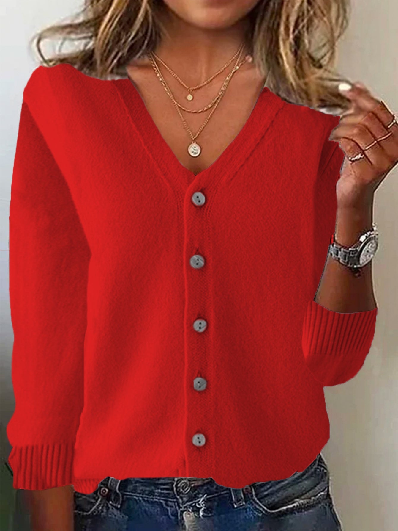 Casual Spring/Fall Plain Wool/Knitting Cardigan