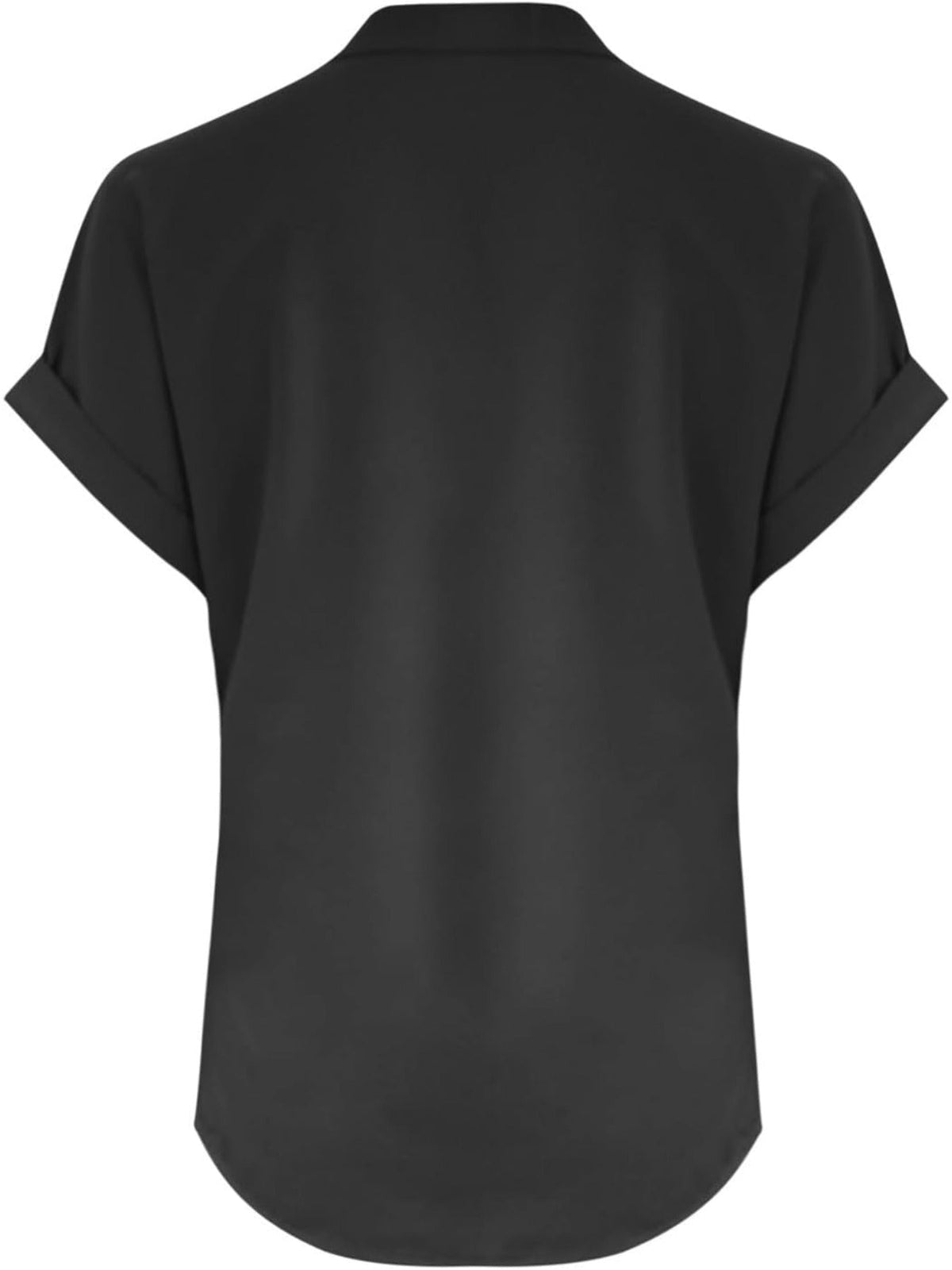 Solid Color V Neck Short Sleeve Button Down T Shirts
