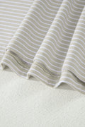 Khaki Stripe Dolman Sleeve Polo Shirt and Drawstring Shorts Set